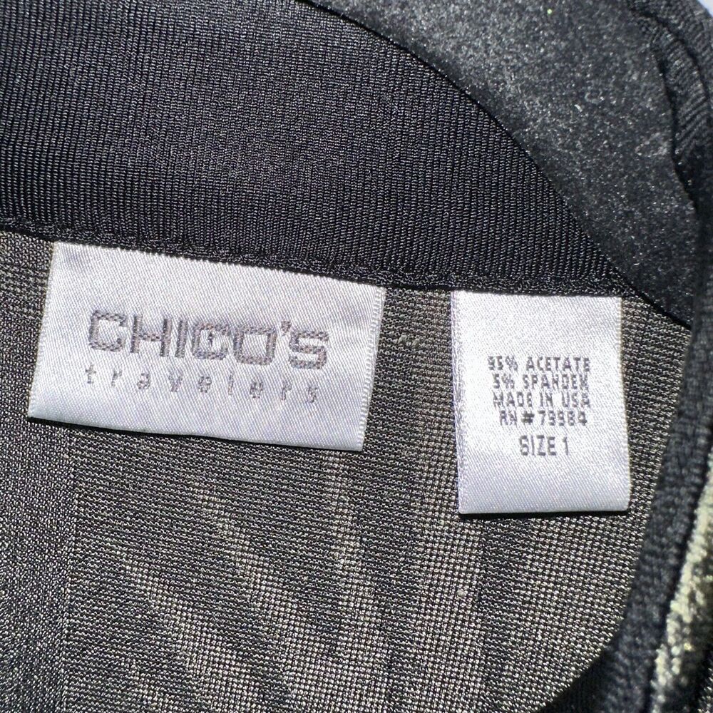 Chico’s Travelers Women’s Bamboo Print Button Front Cardigan 90’s Size 1 - Picture 4 of 4